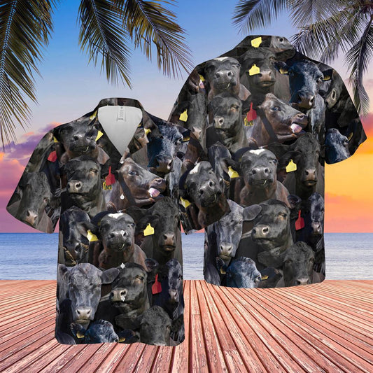 Hawaiian Cow Shirt, Herd Of Black Angus All Over Printed 3D Hawaiian Shirt, Animal Hawaiian Shirts, Farmer Shirts