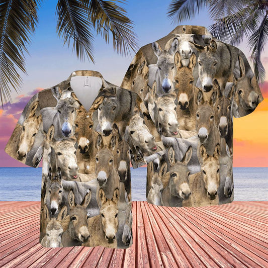 Hawaiian Cow Shirt, Herd Of Donkeys All Over Printed 3D Hawaiian Shirt, Animal Hawaiian Shirts, Farmer Shirts