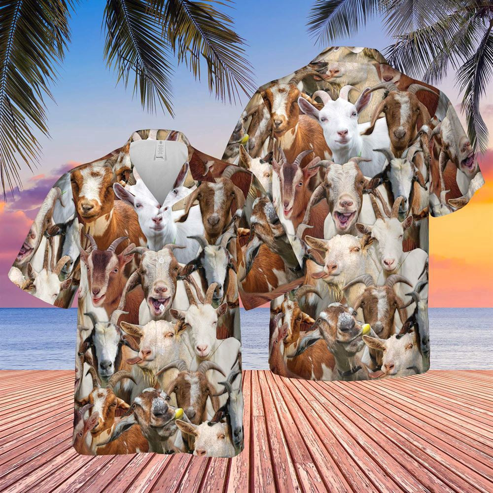 Hawaiian Cow Shirt, Herd Of Goat All Over Printed 3D Hawaiian Shirt, Animal Hawaiian Shirts, Farmer Shirts
