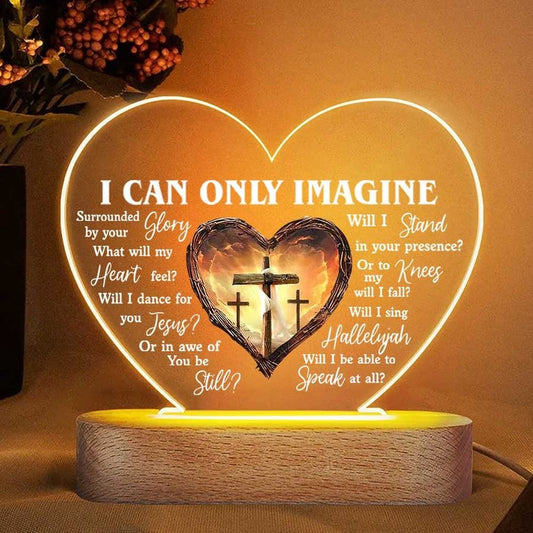 Heart Of Thorns, I Still Believe In Amazing Grace, Christian Night Light For Bedroom Wooden Cross, Mother's Day Led Light, Mom Gift
