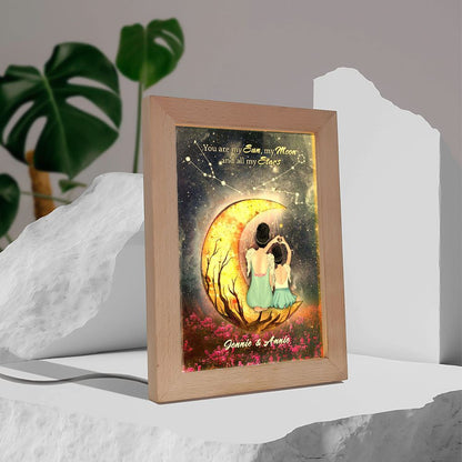 Heart Shaped Mother Daughter Night Sky Moon Star Custom Style Frame Lamp, Mother's Day Night Light, Best Mom Ever, Gift For Mom