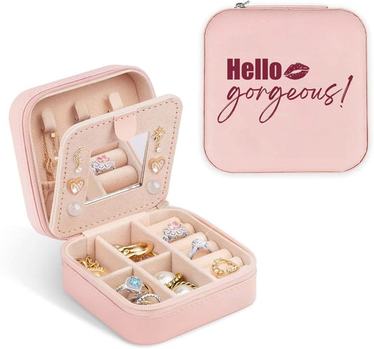 Hello Gorgeous Jewelry Box, Birthday Gift for Women Mom Daughter Friends Female Her Teenage Girl Teacher, Mother's Day Jewelry Case, Gift For Her