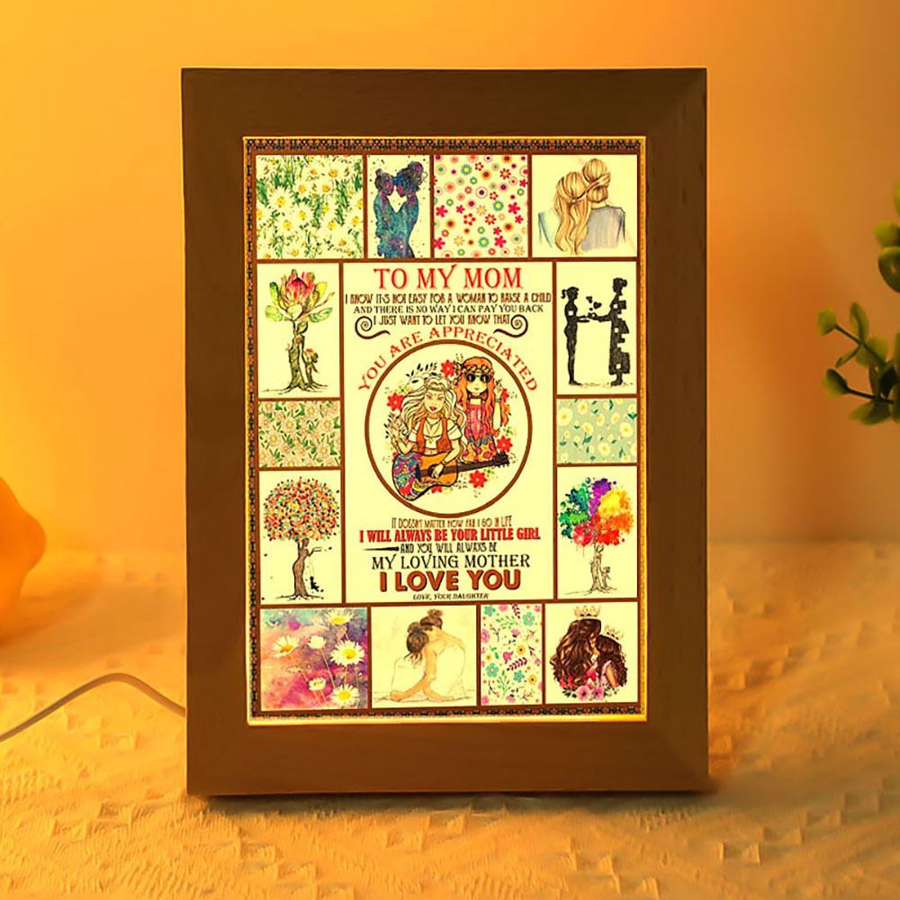 Hippie Family Daughter To My Mom Frame Lamp, Mother's Day Night Light, Best Mom Ever, Gift For Mom