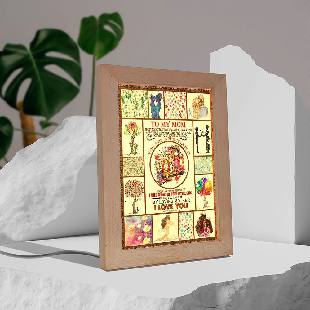 Hippie Family Daughter To My Mom Frame Lamp, Mother's Day Night Light, Best Mom Ever, Gift For Mom