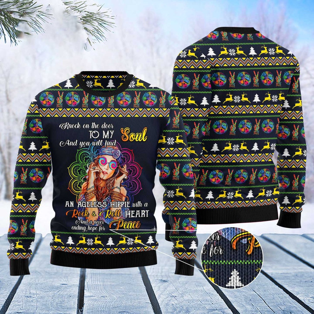 Hippie Girl Ugly Christmas Sweater, Funny Xmas Sweater, Sweater Xmas