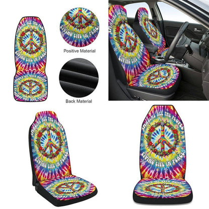 Hippie Peace Sign Christmas Imagine All The People Living Life In Peace Cars Seat Cover, Christmas Car Seat Covers, Car Decor Gift
