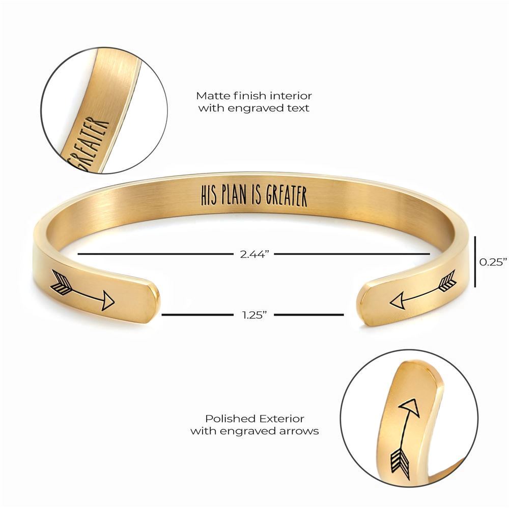 His Plan Is Greater Personalized Cuff Bracelet, Christian Bracelet For Women, Bible Verse Bracelet, Christian Jewelry