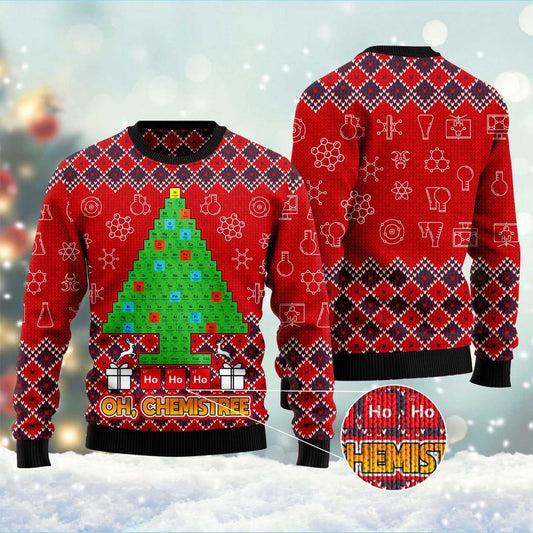 Ho Ho Ho Oh Chemistree Ugly Christmas Sweater, Funny Xmas Sweater, Sweater Xmas
