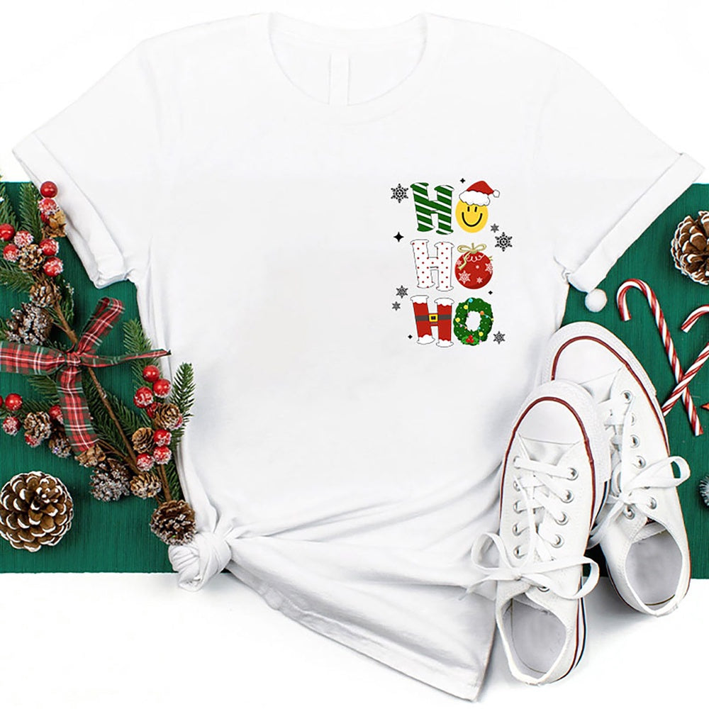 Ho Ho Ho Santa Claus Is Coming Christmas Wreath T Shirt, Merry T Shirt, Unisex Christmas Shirts