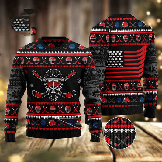 Hockey Puck Christmas Ugly Christmas Sweater, Funny Xmas Sweater, Sweater Xmas