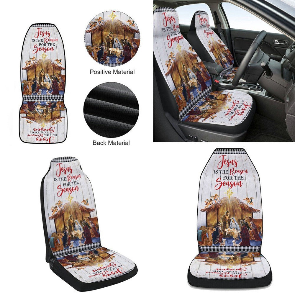 Holy Family Nativity of Jesus Christmas Jesus Is The Reason For The Season Cars Seat Cover, Christmas Car Seat Covers, Car Decor Gift