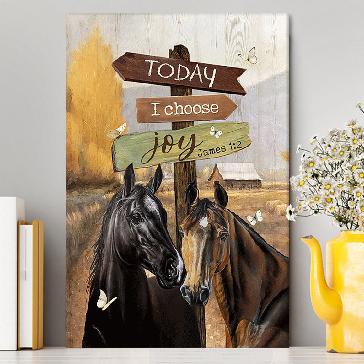 Horse Today I Choose Joy Canvas Wall Art - Christian Canvas Prints - Bible Verse Canvas Art