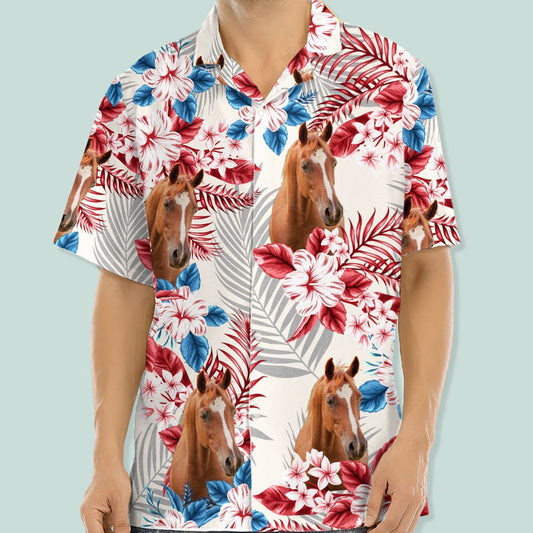 Horse American Flag Hawaiian Shirt Upload Photo, Custom Hawaiian Shirts With Face