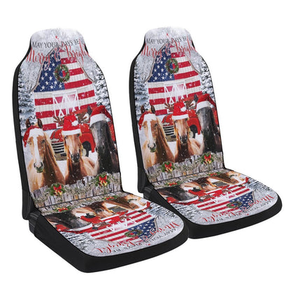 Horse Be Merry And Bright Christmas Cars Seat Cover, Christmas Car Seat Covers, Car Decor Gift
