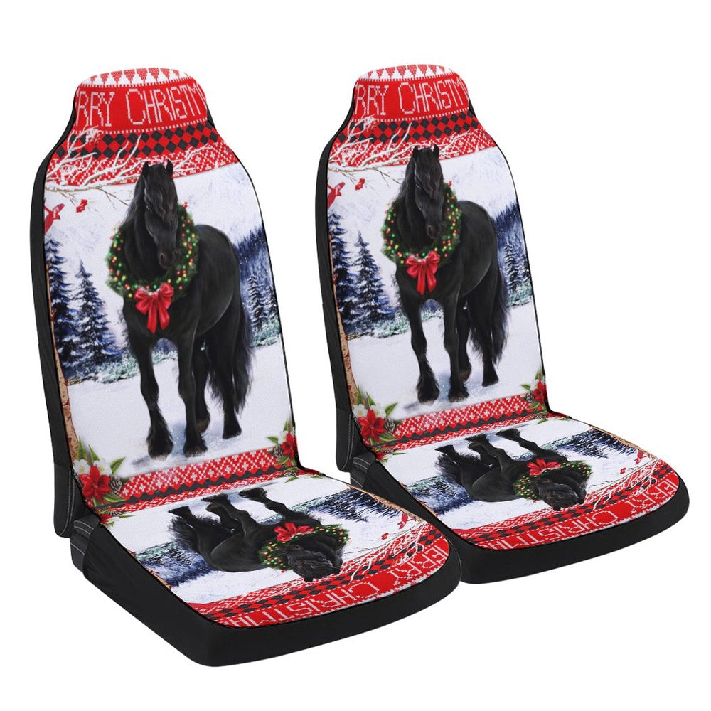 Horse Christmas Cars Seat Cover, Christmas Car Seat Covers, Car Decor Gift