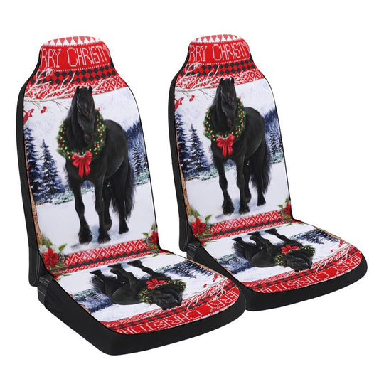 Horse Christmas Cars Seat Cover, Christmas Car Seat Covers, Car Decor Gift