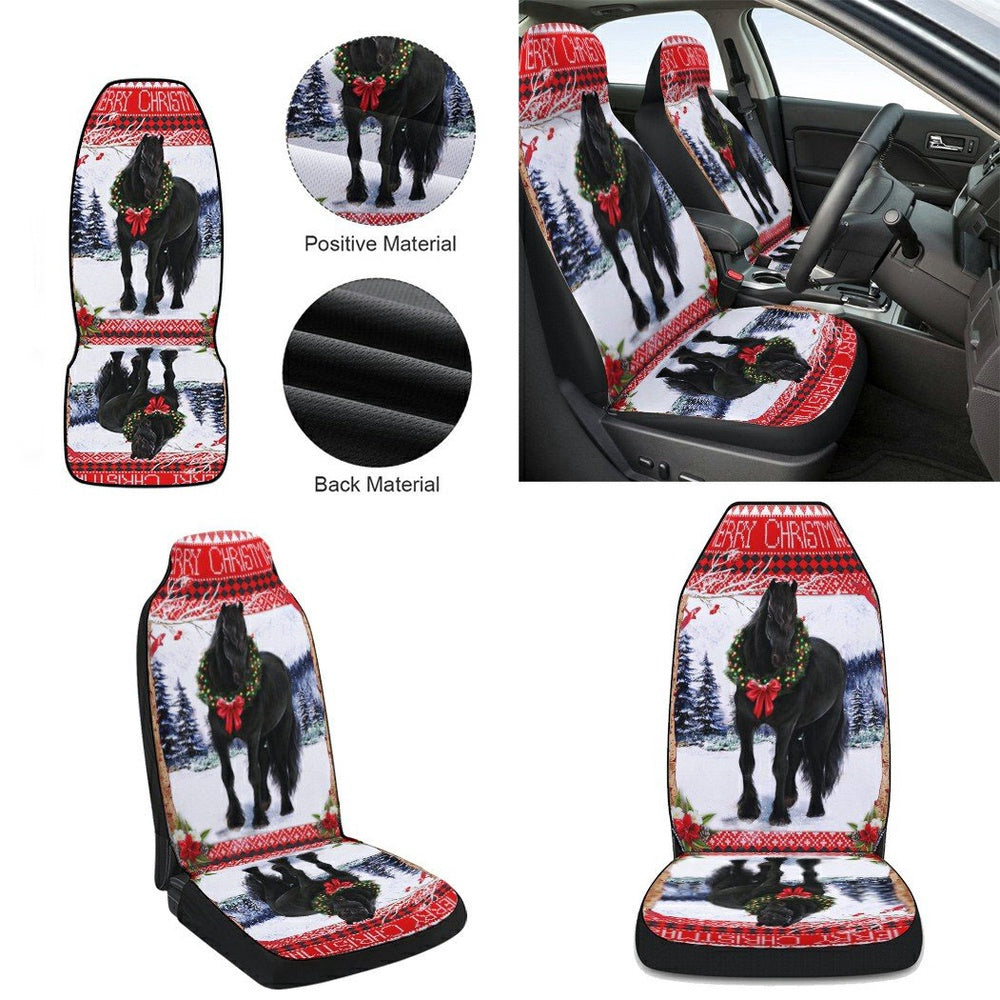 Horse Christmas Cars Seat Cover, Christmas Car Seat Covers, Car Decor Gift