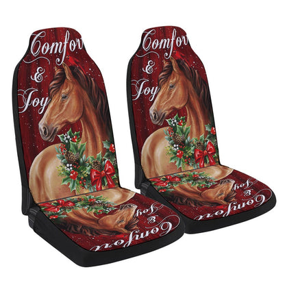 Horse Christmas Comfort And Joy Cars Seat Cover, Christmas Car Seat Covers, Car Decor Gift
