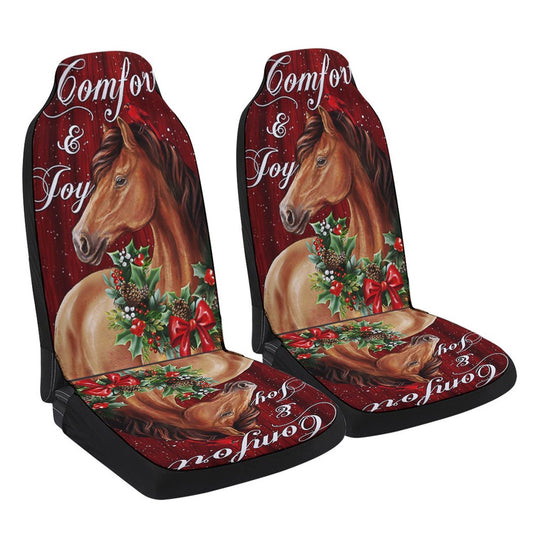 Horse Christmas Comfort And Joy Cars Seat Cover, Christmas Car Seat Covers, Car Decor Gift