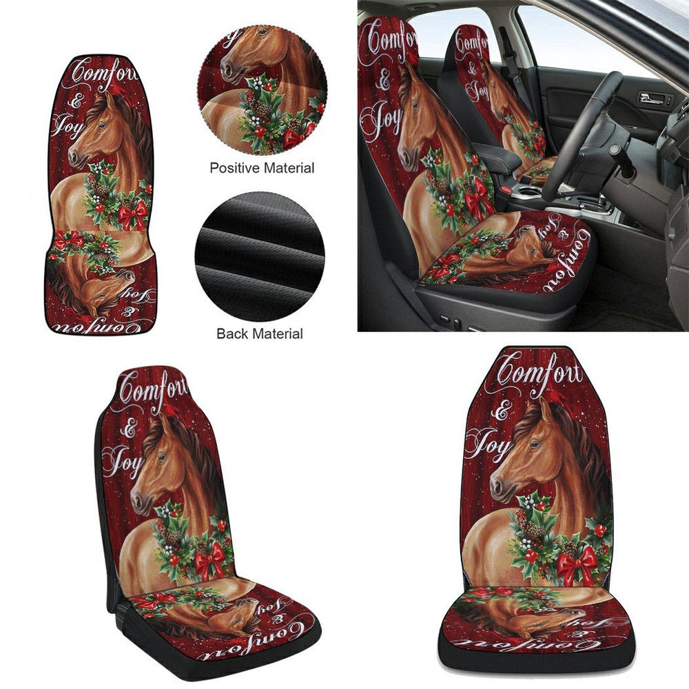 Horse Christmas Comfort And Joy Cars Seat Cover, Christmas Car Seat Covers, Car Decor Gift