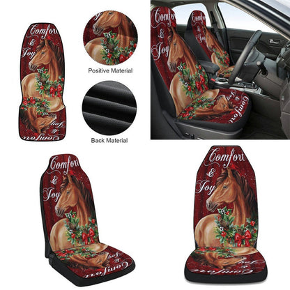 Horse Christmas Comfort And Joy Cars Seat Cover, Christmas Car Seat Covers, Car Decor Gift