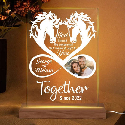 Horse Couple, Personalized Couple Photo 3D LED Light, Best Gift For Couple, Mother's Day Night Lights For Bedroom