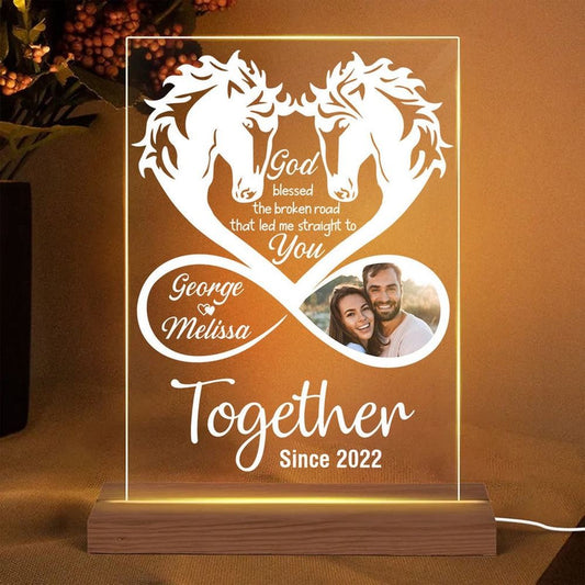 Horse Couple, Personalized Couple Photo 3D LED Light, Best Gift For Couple, Mother's Day Night Lights For Bedroom