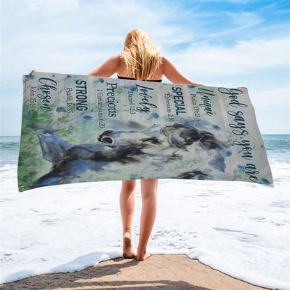 Horse Drawing Watercolor Painting God Says You Are Beach Towel, Christian Beach Towel, Christian Gift, Gift For Women
