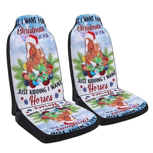 Horses Winter Snow Christmas Cars Seat Cover, Christmas Car Seat Covers, Car Decor Gift