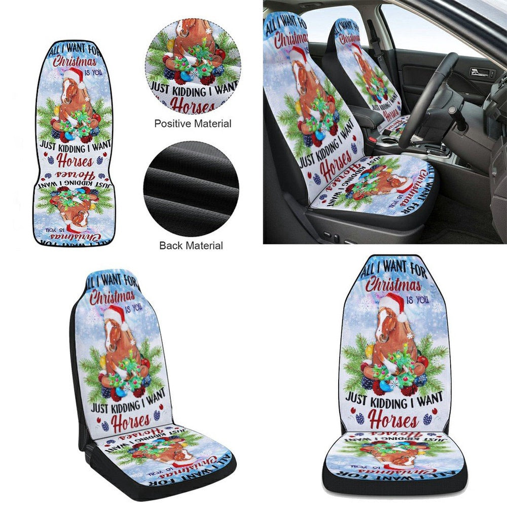 Horses Winter Snow Christmas Cars Seat Cover, Christmas Car Seat Covers, Car Decor Gift