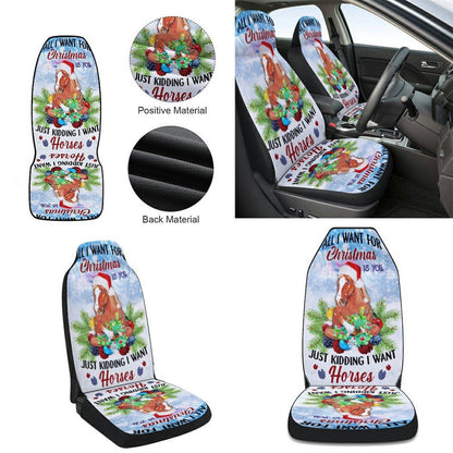 Horses Winter Snow Christmas Cars Seat Cover, Christmas Car Seat Covers, Car Decor Gift