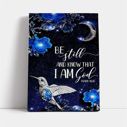 Hummingbird At Night Be Still And Know That I Am God Vertical Canvas, Mother's Day Canvas Art, Gift For Mom, Birthday Gift, Mother's Day Wall Art