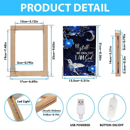 Hummingbird At Night Be Still And Know That I Am God Vertical Frame Lamp, Mother's Day Night Light, Best Mom Ever, Gift For Mom