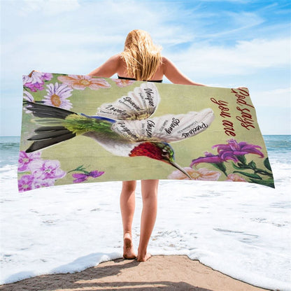 Hummingbird Painting Flowers God Says You Are Beach Towel, Christian Beach Towel, Christian Gift, Gift For Women
