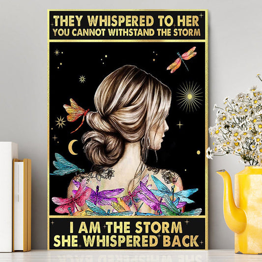 I Am The Storm Canvas Wall Decor - Gifts For Women - Boho Dragonfly Canvas Prints