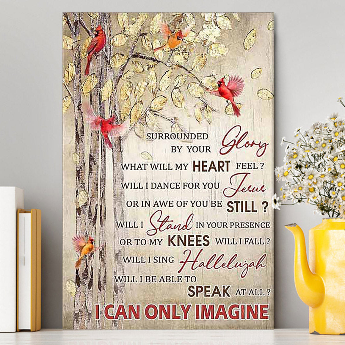 I Can Only Imagine Cardinal Canvas Art - Christian Art - Bible Verse Wall Art - Religious Home Decor