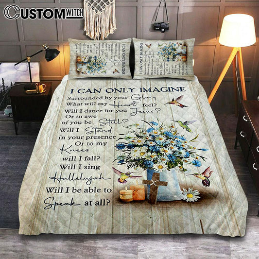 I Can Only Imagine Daisy Flower Hummingbird Quilt Bedding Set Art