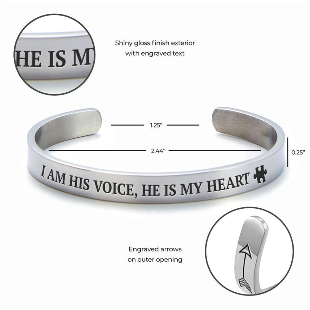 I Am His Voice, He Is my Heart External Personalized Cuff Bracelet, Christian Bracelet For Women, Bible Verse Bracelet, Christian Jewelry