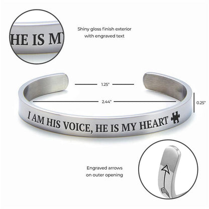 I Am His Voice, He Is my Heart External Personalized Cuff Bracelet, Christian Bracelet For Women, Bible Verse Bracelet, Christian Jewelry