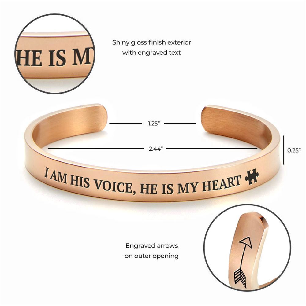 I Am His Voice, He Is my Heart External Personalized Cuff Bracelet, Christian Bracelet For Women, Bible Verse Bracelet, Christian Jewelry