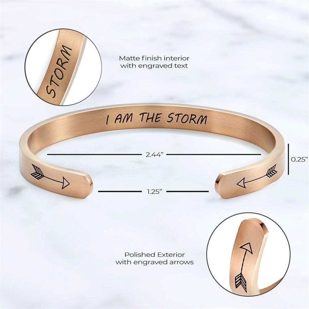 I Am The Storm Personalized Cuff Bracelet, Christian Bracelet For Women, Bible Verse Bracelet, Christian Jewelry