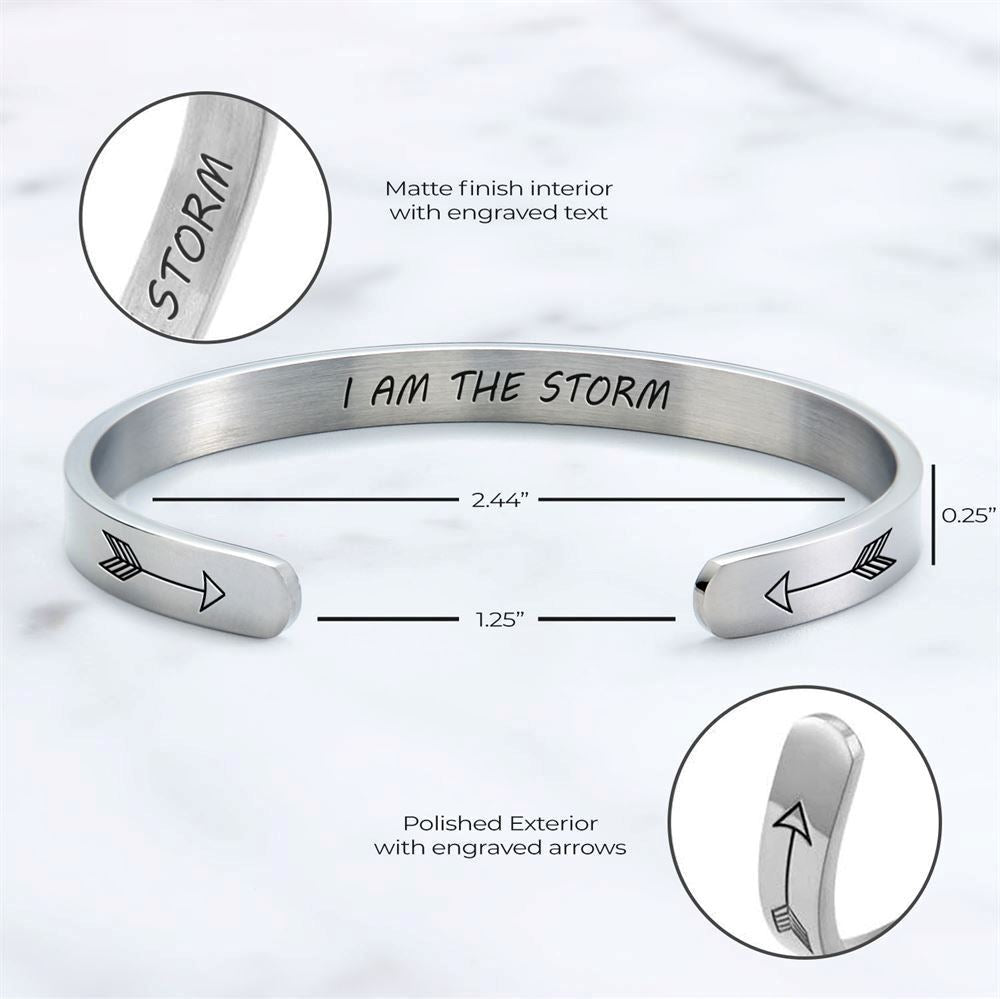 I Am The Storm Personalized Cuff Bracelet, Christian Bracelet For Women, Bible Verse Bracelet, Christian Jewelry