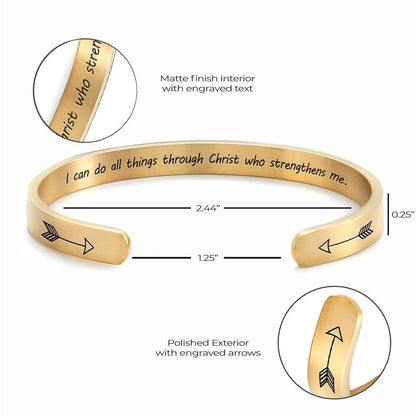 I Can Do All Things Through Christ Personalized Cuff Bracelet, Christian Bracelet For Women, Bible Verse Bracelet, Christian Jewelry