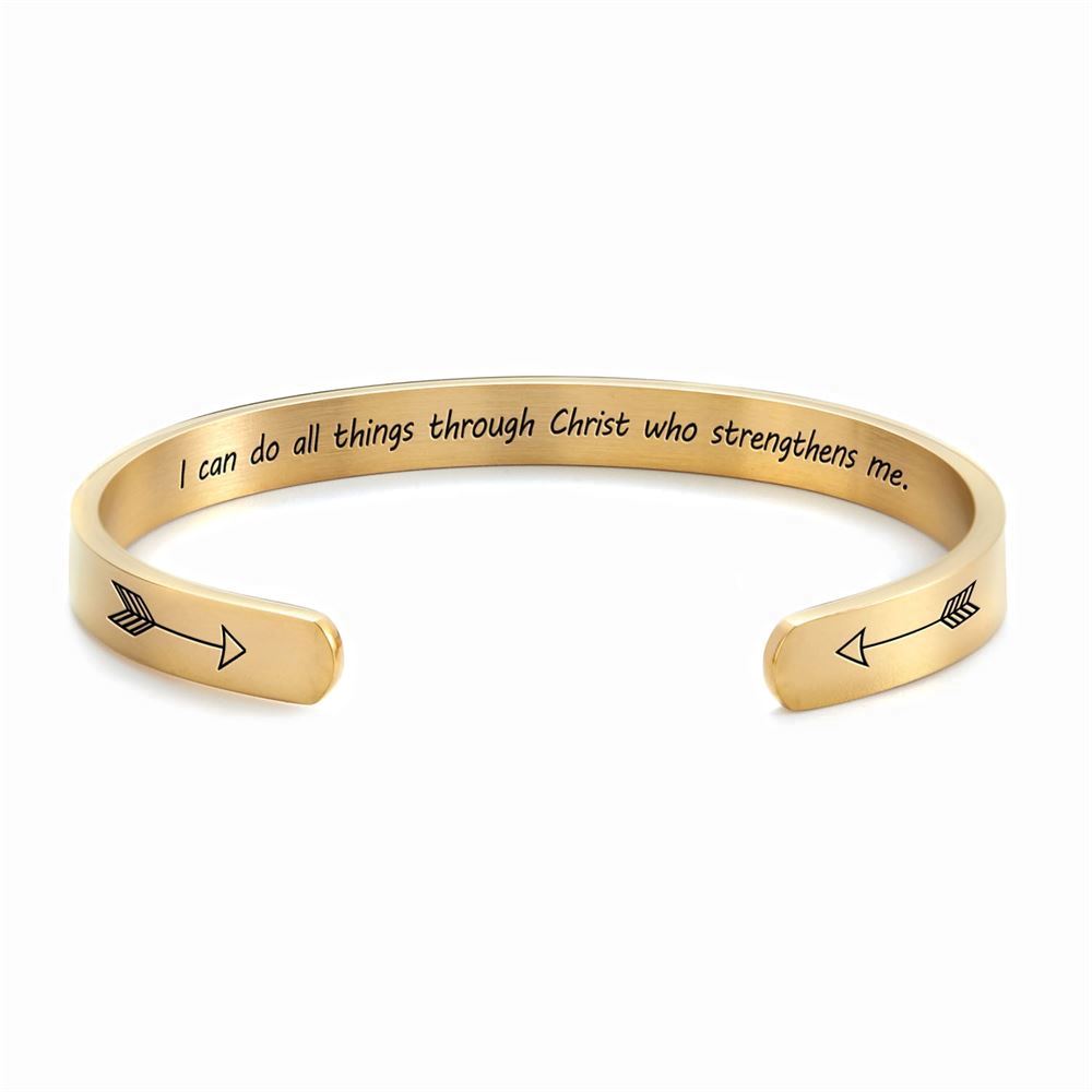 I Can Do All Things Through Christ Personalized Cuff Bracelet, Christian Bracelet For Women, Bible Verse Bracelet, Christian Jewelry