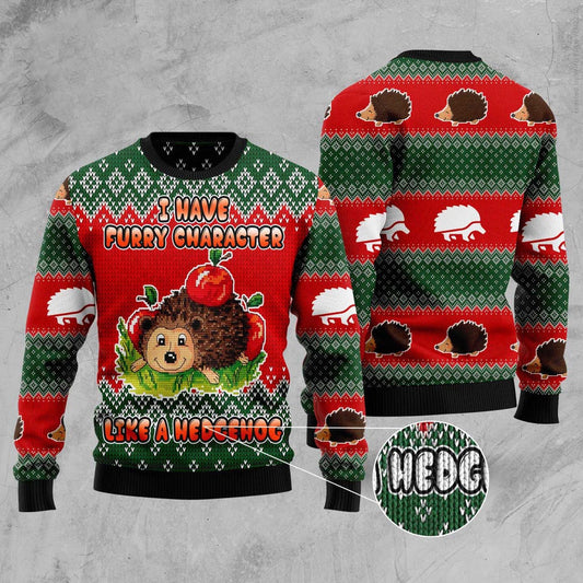 I Have A Furry Character Like A Hedgehog Ugly Christmas Sweater, Funny Xmas Sweater, Sweater Xmas