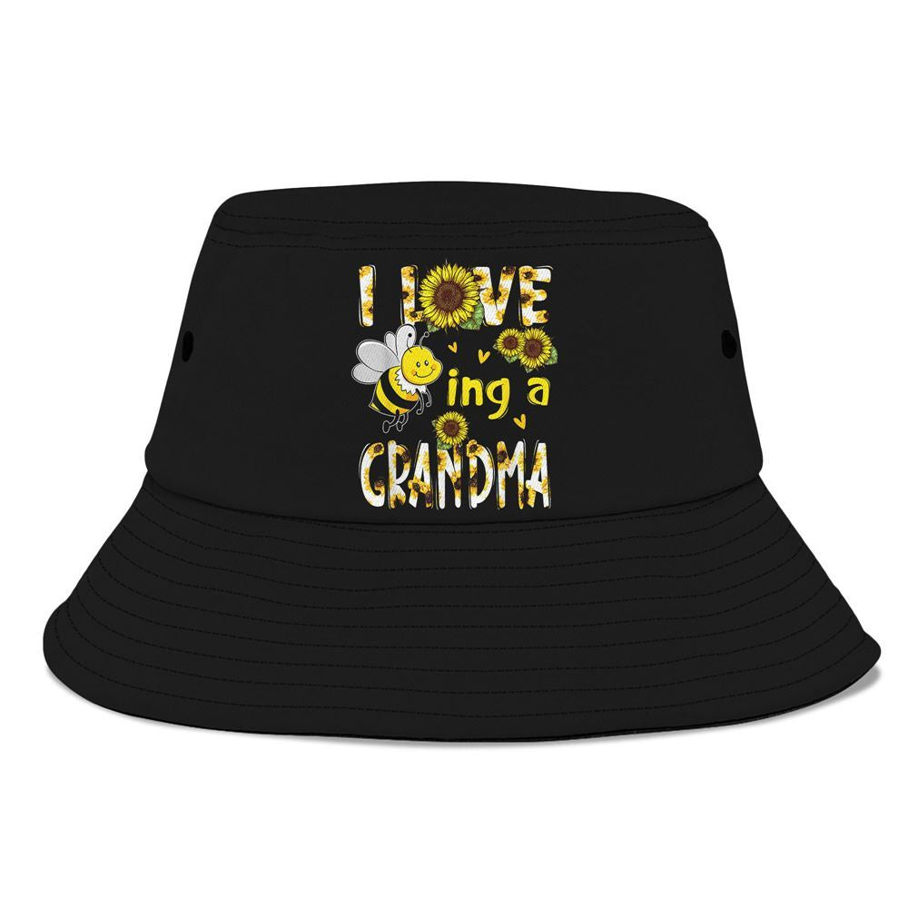 I Love Being A Grandma Sunflower Bee Bucket Hat, Mother's Day Bucker Hat, Mother's Day Gift, Women's Sun Hats