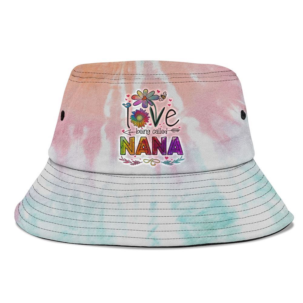 I Love Being Called Nana Daisy Flower Cute Bucket Hat, Mother's Day Bucker Hat, Tie Dye Bucket Hat, Women's Sun Hats