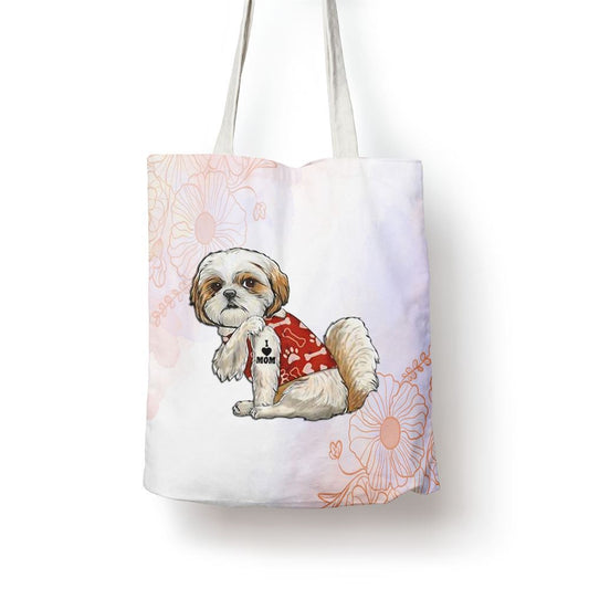 I Love Mom Tattoo Shih Tzu Mom Funny Mothers Day Gift Tote Bag, Women Tote Bag, Canvas Tote Bag, Printed Tote Bag