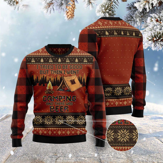 I Tried To Be Good But Then I Went Camping Ugly Christmas Sweater, Funny Xmas Sweater, Sweater Xmas