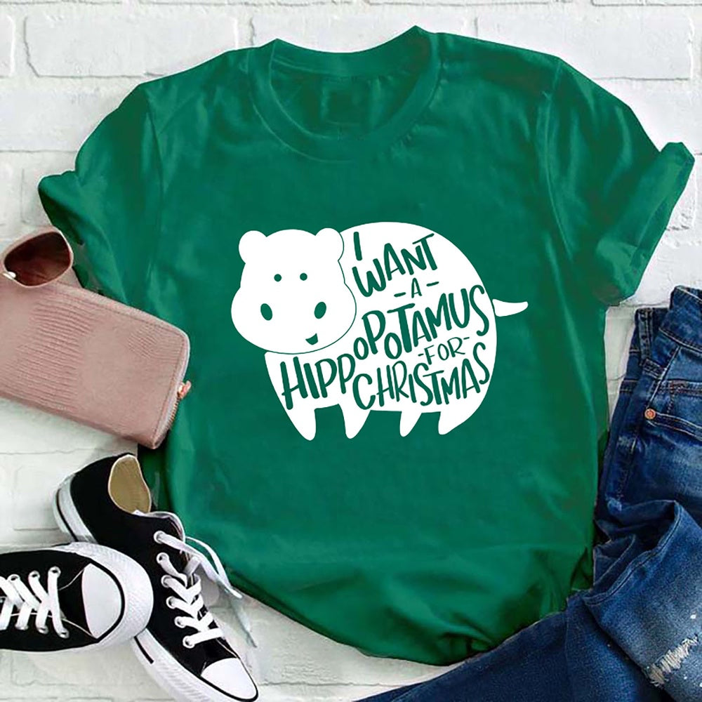 I Want A Hippopotamus Christmas T Shirt, Merry T Shirt, Unisex Christmas Shirts